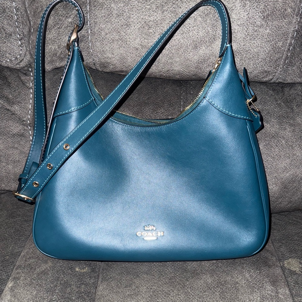COACH Ella Shoulder Bag in Gold/Teal Ink